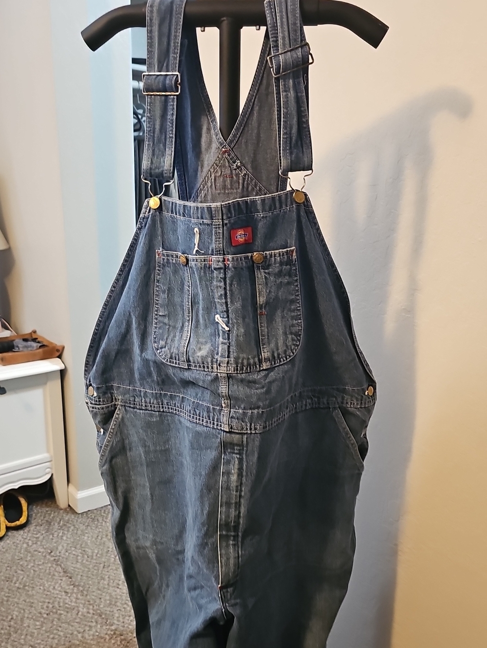 Dickies Men's Relaxed Denim Overalls - Dark Blue